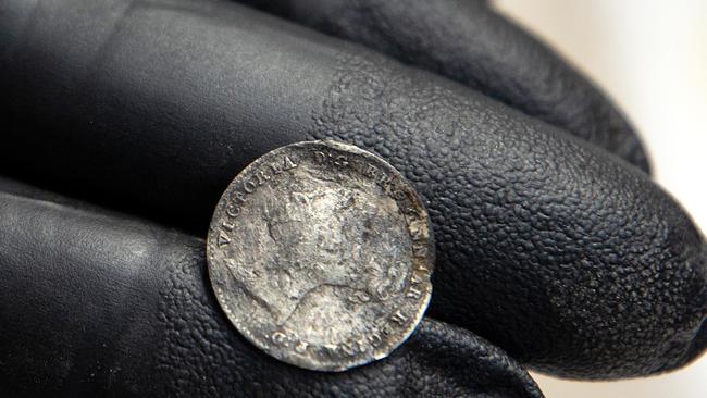 A 1850s silver coin recovered from the site. Picture: Mark Stewart