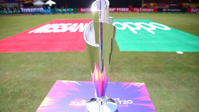 The trophy to be awarded to the winner of the T20 World Cup. Pic: Getty