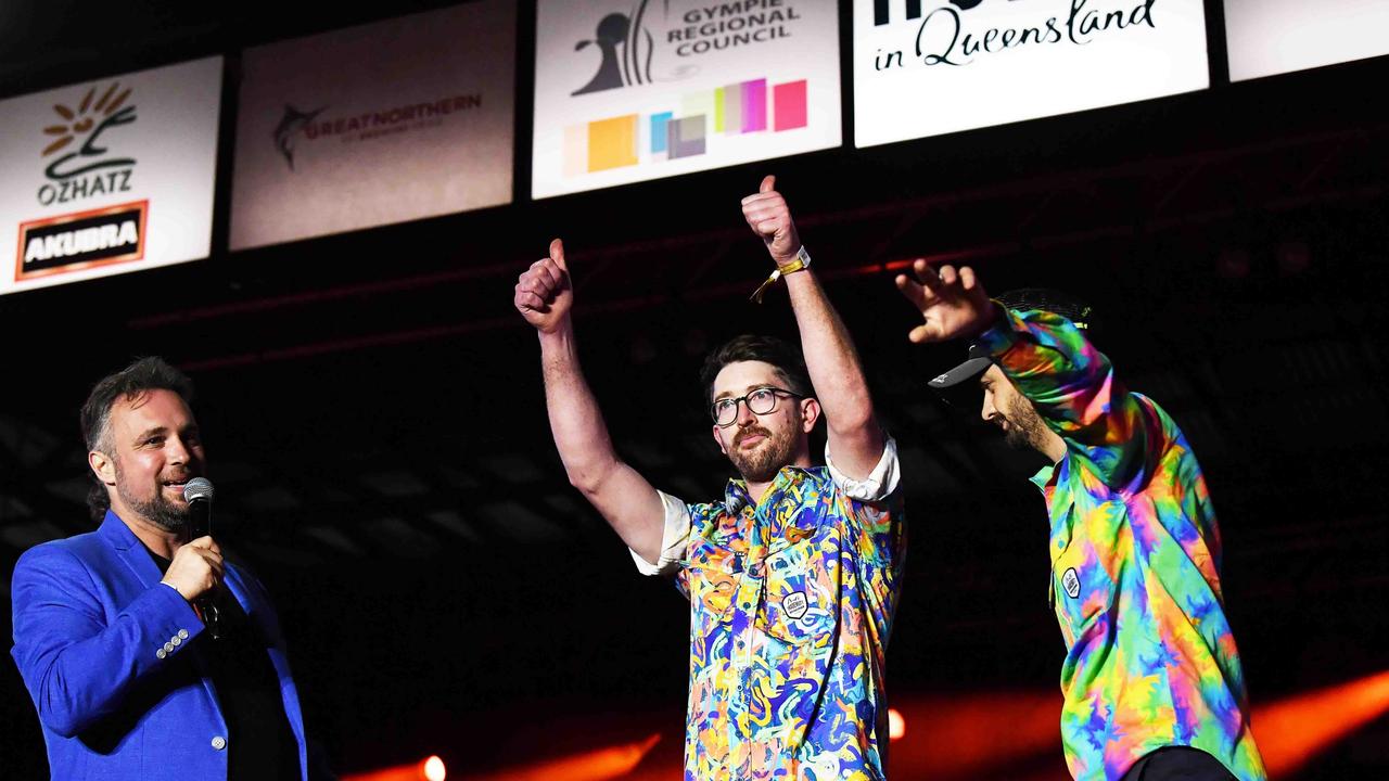 The Trademutt Funky Shirt lads at Gympie Music Muster. Picture: Patrick Woods.