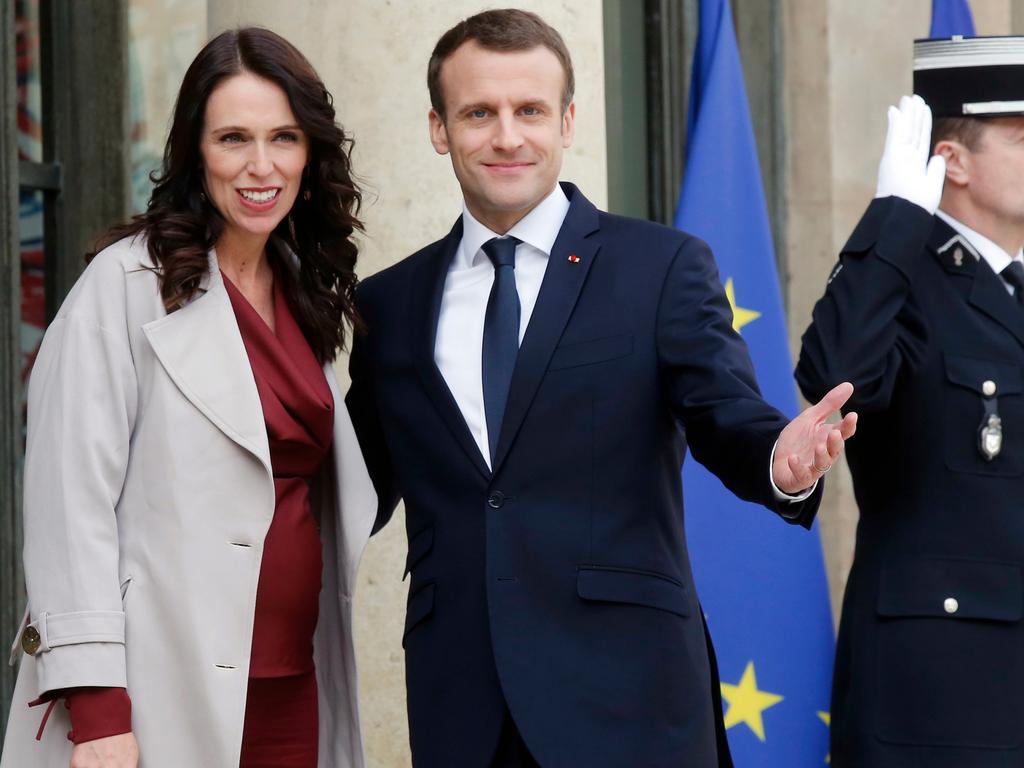 New Zealand's Prime Minister Jacinda Ardern is welcomed by French President Emmanuel Macron at the Elysee Palace in Paris during a previous visit.