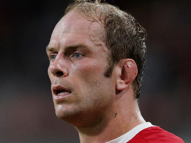 Wales' lock Alun Wyn Jones looks on  during the Japan 2019 Rugby World Cup Pool D match between Wales and Georgia at the City of Toyota Stadium in Toyota City on September 23, 2019. (Photo by Adrian DENNIS / AFP)