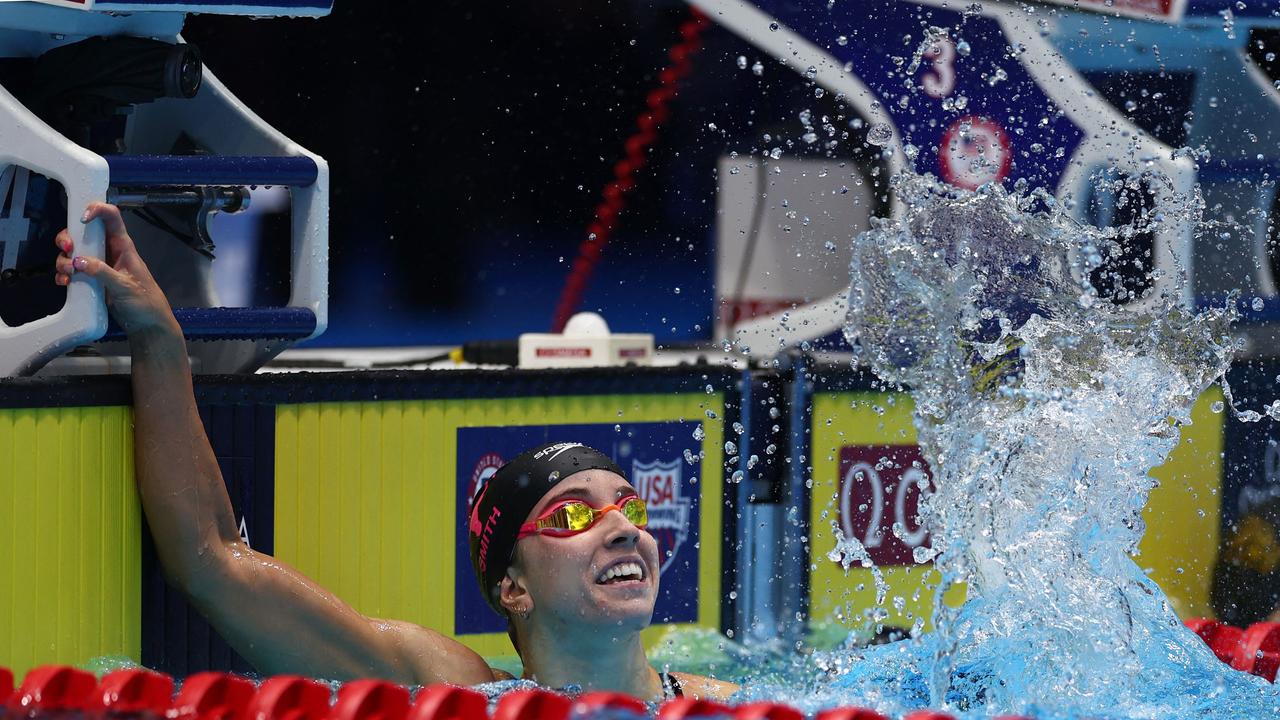 Regan Smith after setting the world record in the women's 100m backstroke