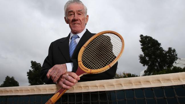 The 1968 French Open singles champion Ken Rosewall at Melbourne Park yesterday. Picture: Getty Images.