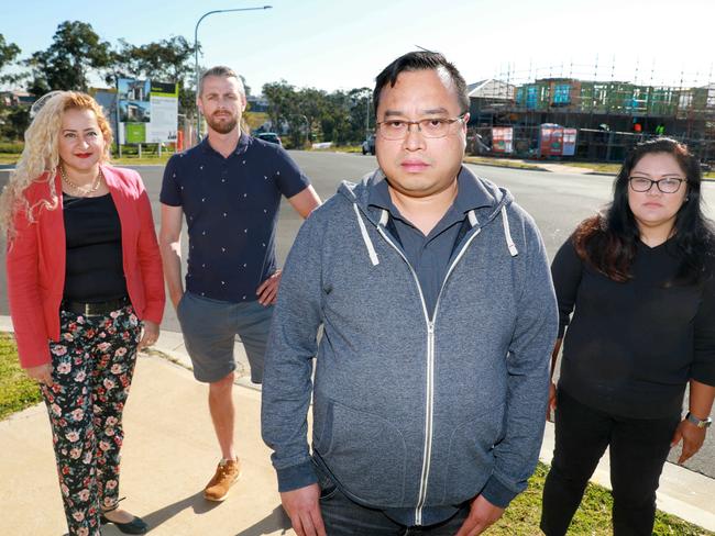 Mercedes Durant, Jon Moran, Ming Lau and Marichelle Usi say they have been left off the on-demand bus list for the Sydney metro northwest network services. Picture: Angelo Velardo