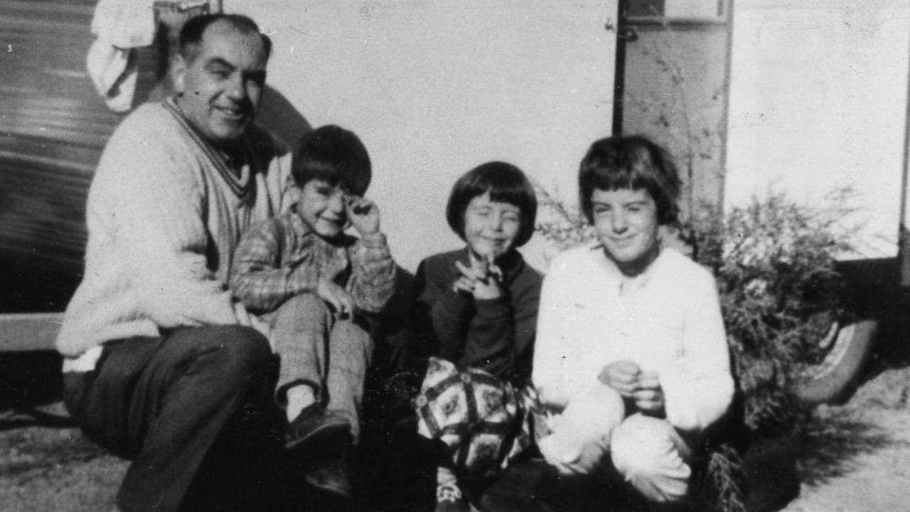 Mr Jim Beaumont with his children Grant, Arnna and Jane at Rudall, SA, in May 1965. (Copyright unknown)