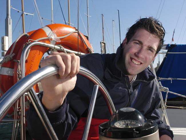 Hickey preparing for the Around the World race in 2004 at the Royal Melbourne Yacht Squadron, Williamstown.