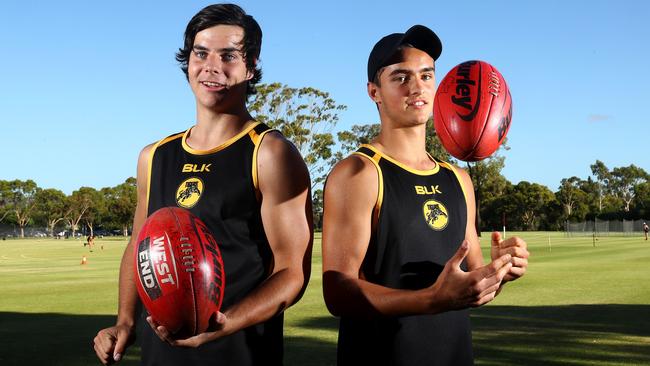 Glenelg has two of this year's most-talked-about draft prospects - gun forward Darcy Fogarty and Jackson Edwards, the son of former Crows star Tyson Edwards. Picture: Simon Cross