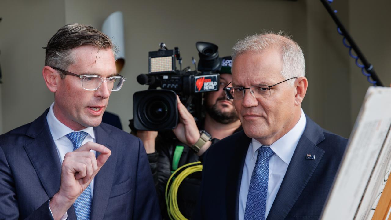 Dominic Perrottet and Scott Morrison acknowledged they didn’t agree on everything. Picture: Jason Edwards