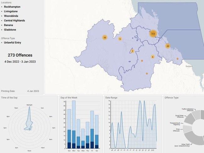 Crime maps data for Capricornia since December 4.