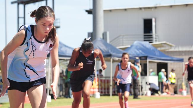 Trans Tasman little athletics challenge best of NSW and NZ athletics in years 11 and 12 year olds at Campbeltown sports centre. Girls U12 400m Heat