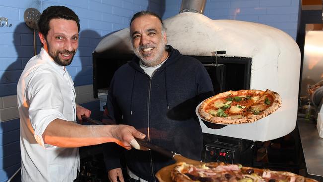 Filip Daher and Cono Gorgone at the new Sicily Mare Pizzeria in Aldinga Beach. Picture: Tom Huntley