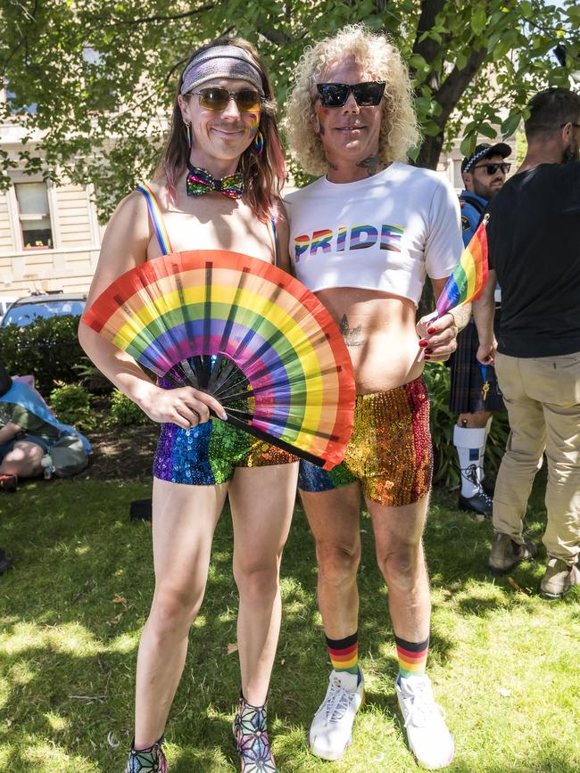 Sam Roach and Chris Roach at TAS Pride Parade. Picture: Caroline Tan