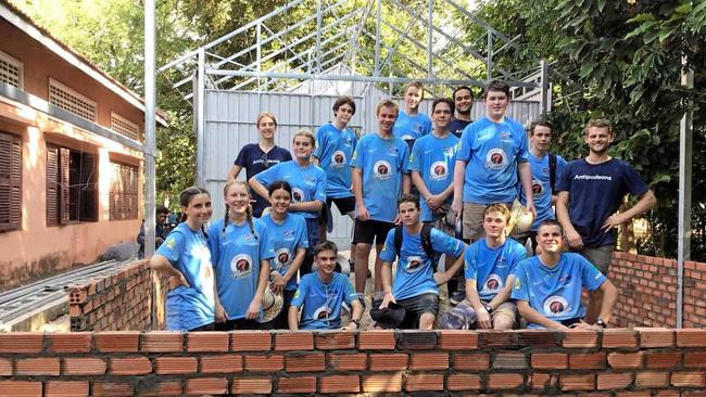 Maclean High students helped construct a new building during a trip to Cambodia.