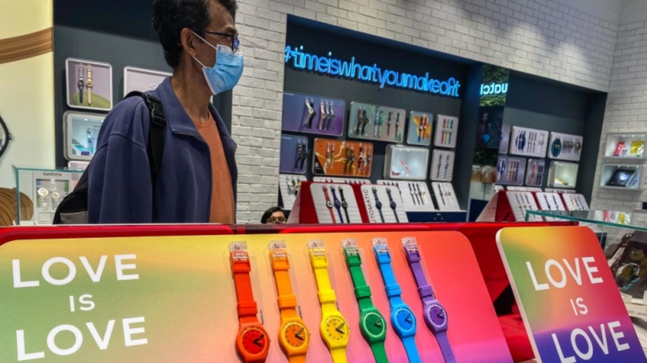 Watches are displayed for sale at a Swatch store at Setia City Mall. Picture: Yusof Mat Isa