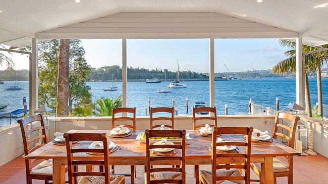 The Balmain East harbourfront home has an alfresco entertainment area.