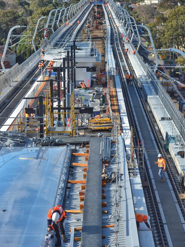 Work continued on Murrumbeena station this week. Picture: Tony Gough