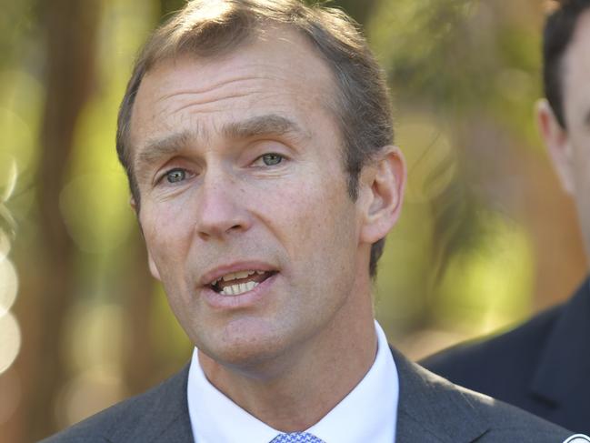 NSW Education Minister Rob Stokes speaks to the media during a visit with NSW Premier Gladys Berejiklian to Penrith Public School in Sydney, Thursday, June 14, 2018. NSW state schools will receive a $6 billion windfall in the upcoming state budget, with new schools, classrooms and upgrades planned over the next four years. (AAP Image/Simon Bullard) NO ARCHIVING