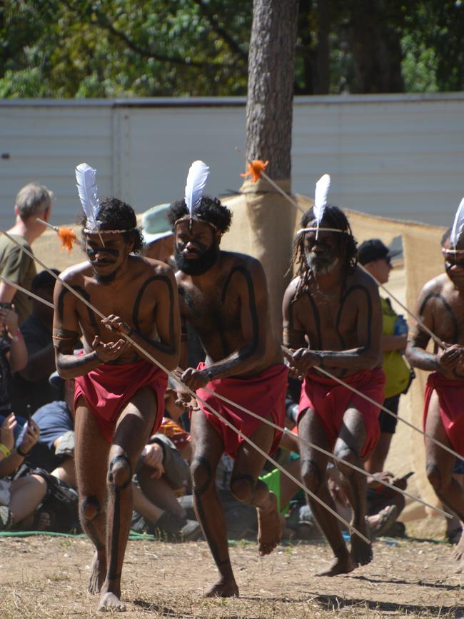 The Wik Nation Dance Team of Aurukun the traditional lands of the Wik, Wik Way and Kugu people. Picture: Bronwyn Farr