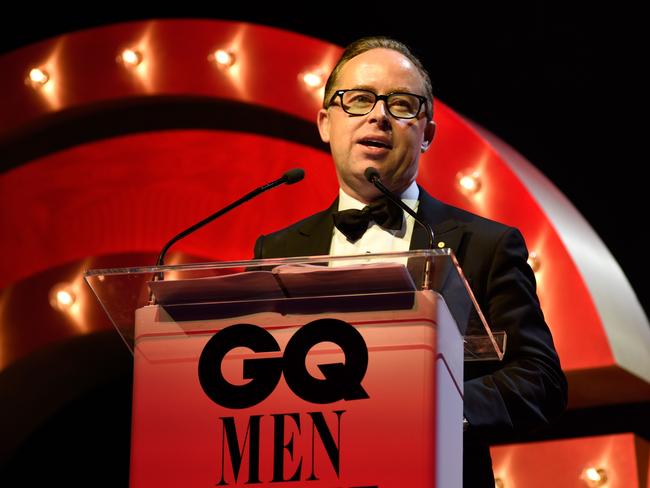 SYDNEY, AUSTRALIA - NOVEMBER 15:  Alan Joyce accepts the award for Business Leader of the Year during the GQ Men Of The Year Awards Ceremony at The Star on November 15, 2017 in Sydney, Australia.  (Photo by Christopher Pearce/Getty Images for GQ Australia)
