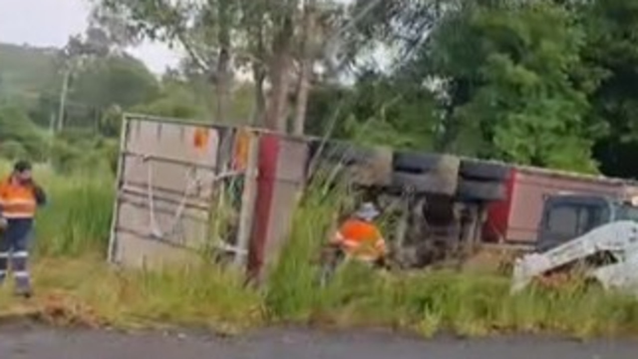 Truck crash Bruce Hwy, Glenwood, Friday April 5, 2024.