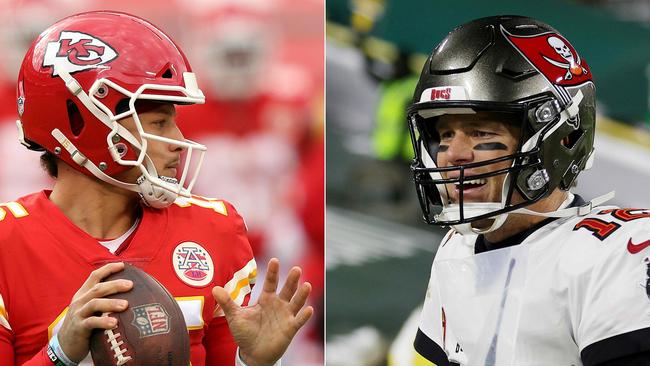 Kansas Ciy quarterback Patrick Mahomes, left, will take on NFL legend Tom Brady