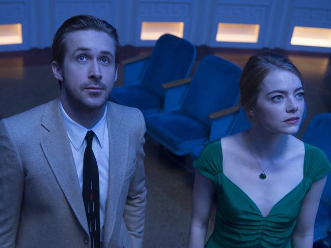 Ryan Gosling, left, and Emma Stone in La La Land. Picture: Dale Robinette/Lionsgate via AP