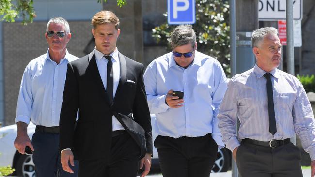 NRL player Jack De Belin outside Wollongong Local Court. Picture: NCA NewsWire / Simon Bullard