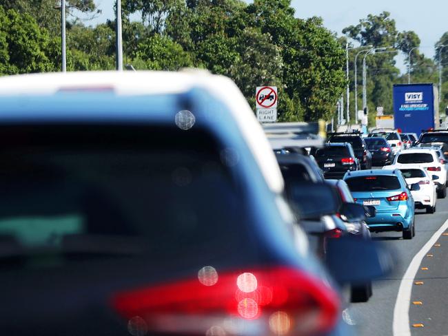 Heavy traffic on the M1 Pacific Motorway near the Gateway merge.Picture: NIGEL HALLETT