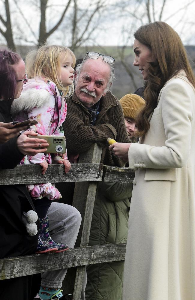 Catherine, Princess of Wales spends time meeting with members of the public during a visit to Corgi, a family run textiles manufacturer. Picture: Rebecca Naden - WPA Pool/Getty Images