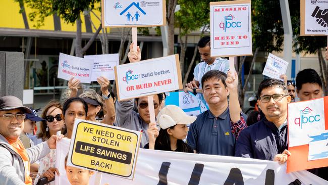 The Porter Davis collapse led to protests on Brisbane’s streets. Picture: Richard Walker
