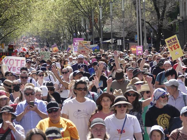 The crowd at Melbourne’s Walk for Yes rally. Picture: Valeriu Campan