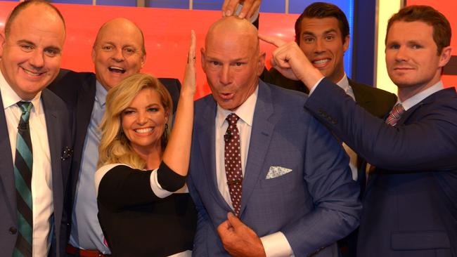 Sam Newman and Patrick Dangerfield in a The Footy Show promotional photo. Picture: Channel 9