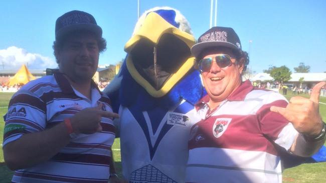 Nathan Teece (left) at a Burleigh Bears rugby league match with his father Terry “Tappa” Teece (right). Pic: facebook.