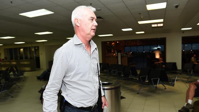 Northern Territory Police Commissioner John McRoberts returns to Darwin on Wednesday evening after having resigned. Picture: Aaron Burton