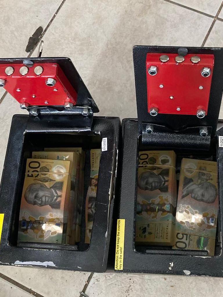 Cash hidden in the safes. Picture: AFP