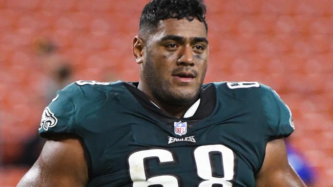 CLEVELAND, OH - AUGUST 23, 2018: Offensive tackle Jordan Mailata #68 of the Philadelphia Eagles runs off the field after a preseason game against the Cleveland Browns on August 23, 2018 at FirstEnergy Stadium in Cleveland, Ohio. Cleveland won 5-0. (Photo by: 2018 Nick Cammett/Diamond Images/Getty Images)