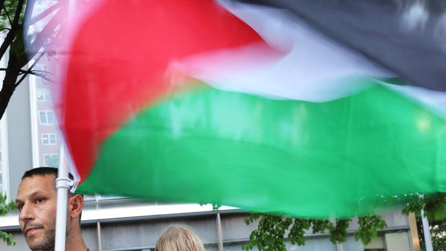 What comes to mind and reminds me of the Nazis again: the red triangle from the Palestinian flag. Picture: AFP