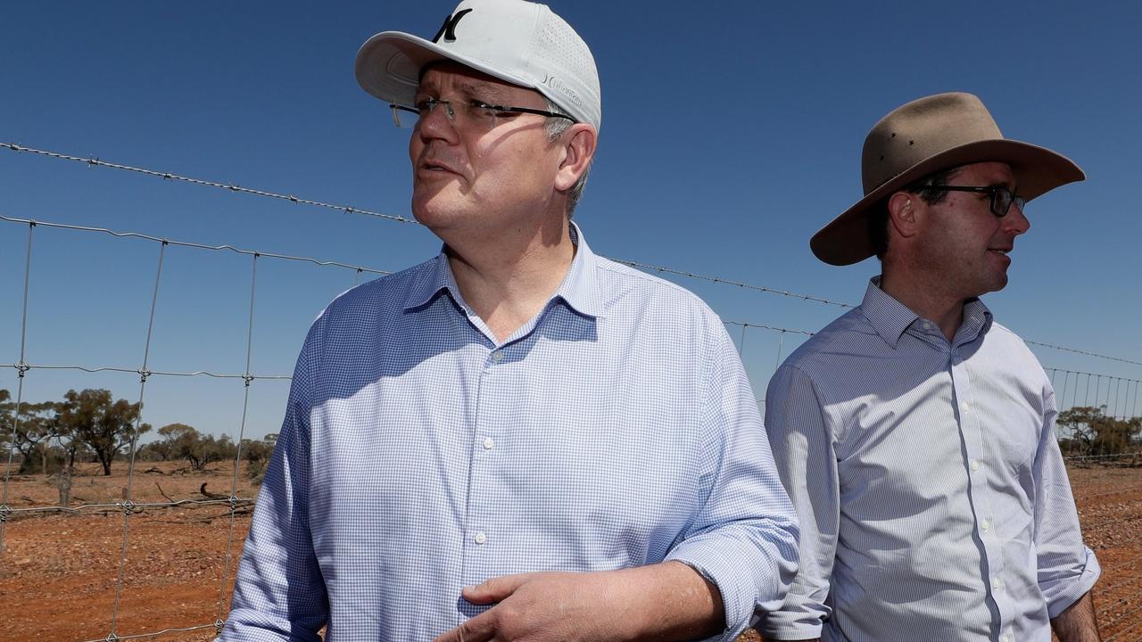 Prime Minister Scott Morrison and Minister for Agriculture and Water Resources David Littleproud. The PM has cut-through with regional voters. Picture: Alex Ellinghausen