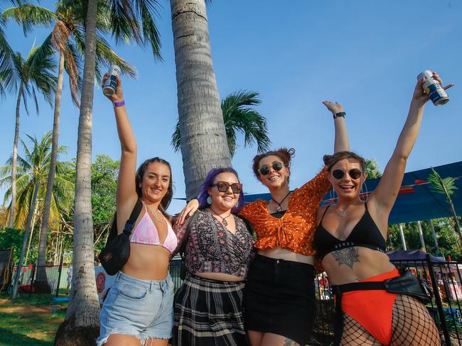 From L Aoife McCartney ,Bianca Scott, Asahel Heeney and Katy Lee  at the Rebound Festival at the Darwin Ski Club .Picture GLENN CAMPBELL