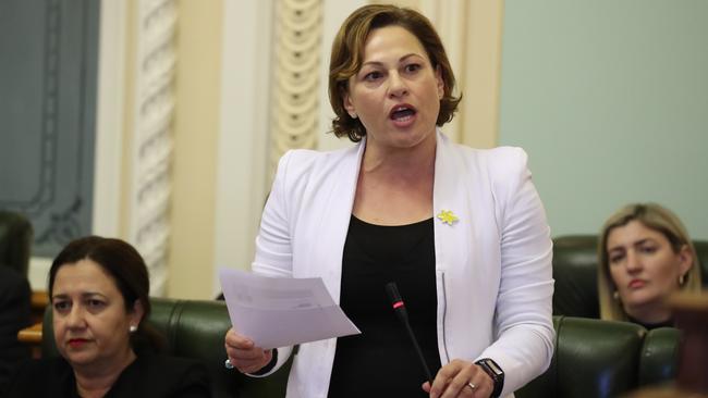 Frecklington and her team are wounding Palaszczuk by going after Jackie Trad. Picture: Annette Dew