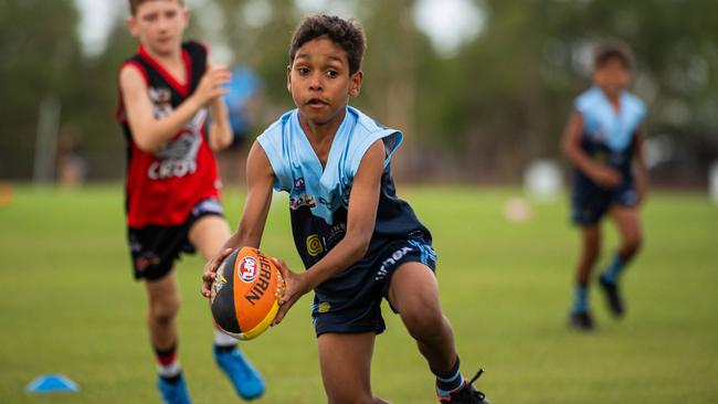 Under-10s compete in the first Darwin Buffaloes NTFL home game against Southern Districts at Woodroffe Oval. Picture: Pema Tamang Pakhrin