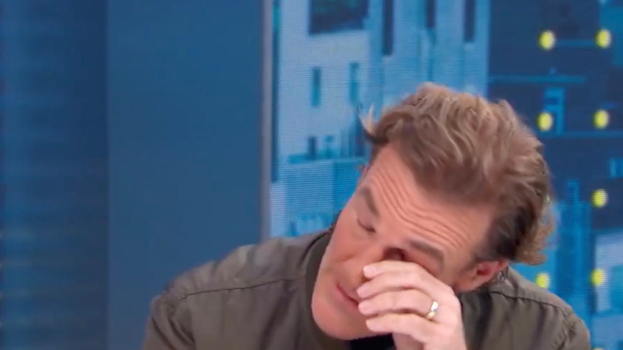 James Van Der Beek becomes emotional during an interview on Good Morning America.