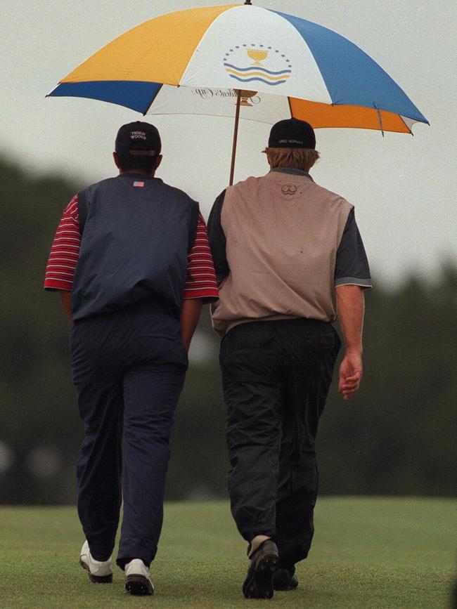 Hughes Norton says there was no “kinship or chemistry” between Tiger Woods and Greg Norman. Picture: John Feder