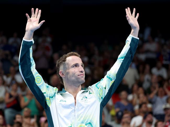 Tom Gallagher was beaming with pride as he finally got to take his rightful place on the podium . Picture: Getty Images