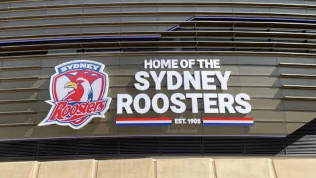 The “Home of the Sydney Roosters” sign at Allianz Stadium.