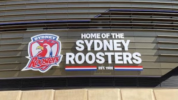 The “Home of the Sydney Roosters” sign at Allianz Stadium.