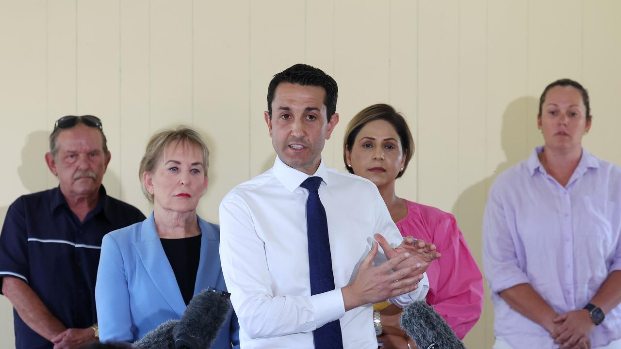 David Crisafulli at a community hall in Mt Gravatt to announce the LNP’s $500m health plan. Picture: Liam Kidston.