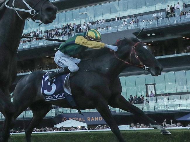 SYDNEY, AUSTRALIA - APRIL 06: James Mcdonald riding Riff Rocket  wins Race 9 ATC Australian Derby during Sydney Racing at Royal Randwick Racecourse on April 06, 2024 in Sydney, Australia. (Photo by Jeremy Ng/Getty Images)