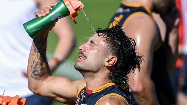 Rankine cools down during a Crows pre-season training session at West Lakes. Picture: Mark Brake/Getty Images