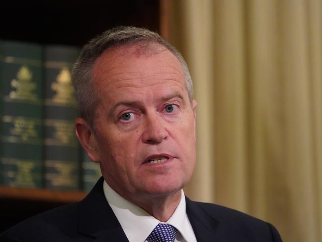 Leader of the Opposition Bill Shorten speaks to the media during a press conference with Shadow Attorney General Mark Dreyfus at the Commonwealth Treasury Office in Melbourne, Monday, November 19, 2018. (AAP Image/Stefan Postles) NO ARCHIVING